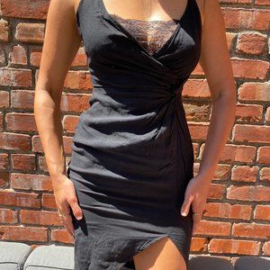 Black & Lace Midi Dress